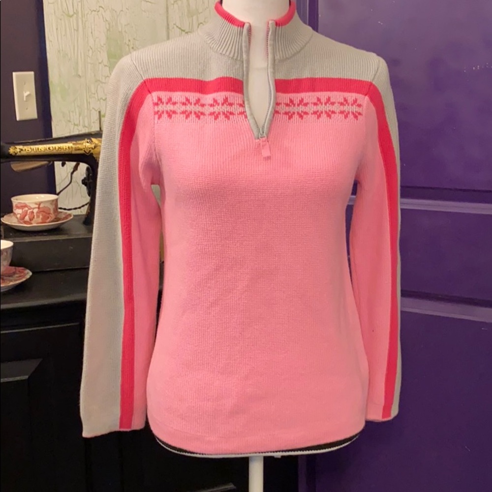 EUC, pink snowflake sweater